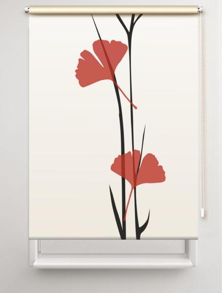 Rollo Ginkgo tone - pfeffer , Motivrollo, Rollo mit Druck, Fotorollo, bedrucktes Rollo, Fensterrollo,verdunkelndes Rollo, Sonnenschutz Rollo